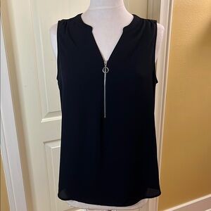 Black Sleeveless Zip Top